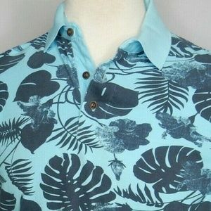 7 Diamonds Men's Blue Maxwell Tropical Print Polo